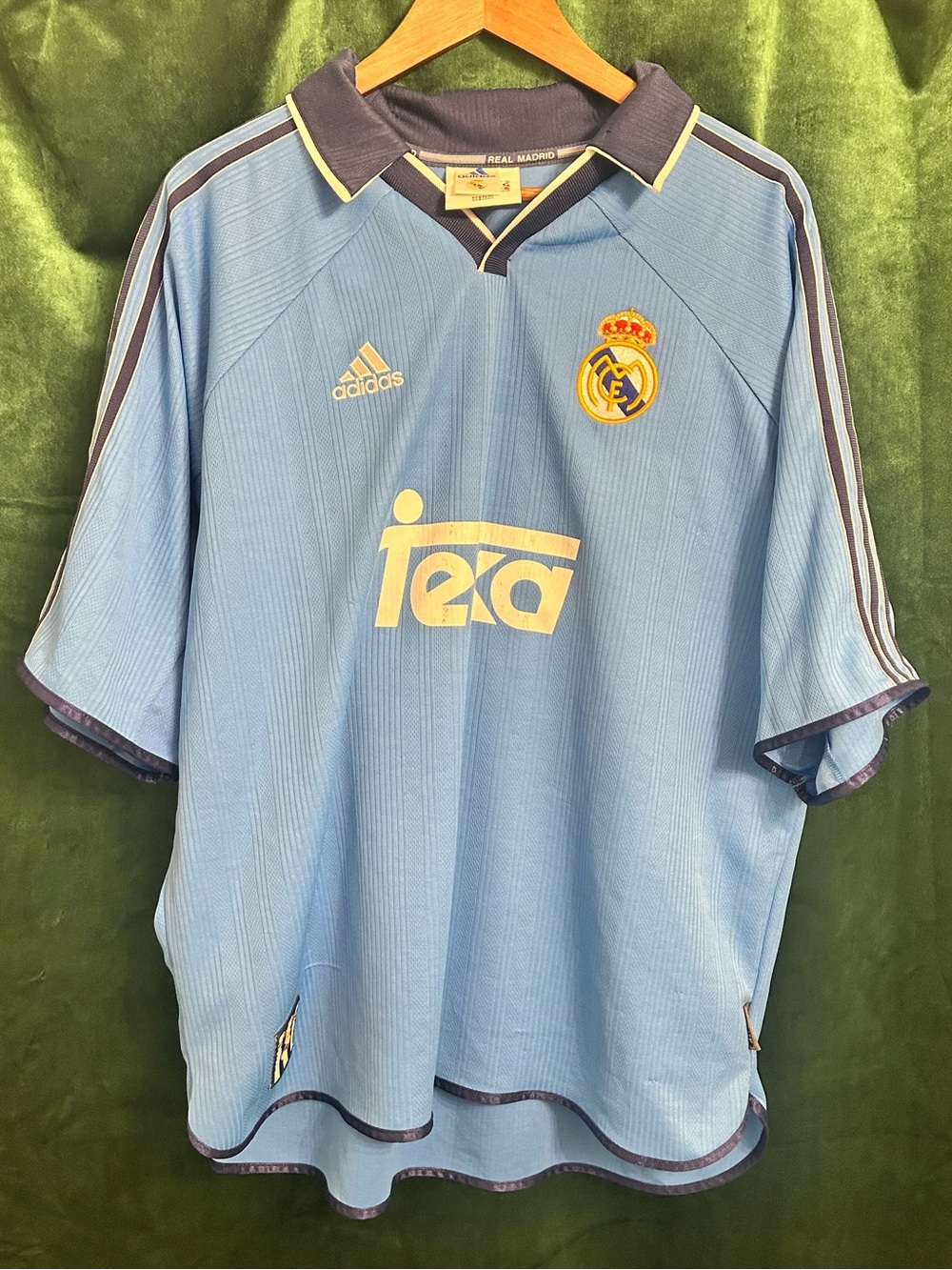 adidas Light Blue Real Madrid 99/00 Football Jersey with Navy Trim
